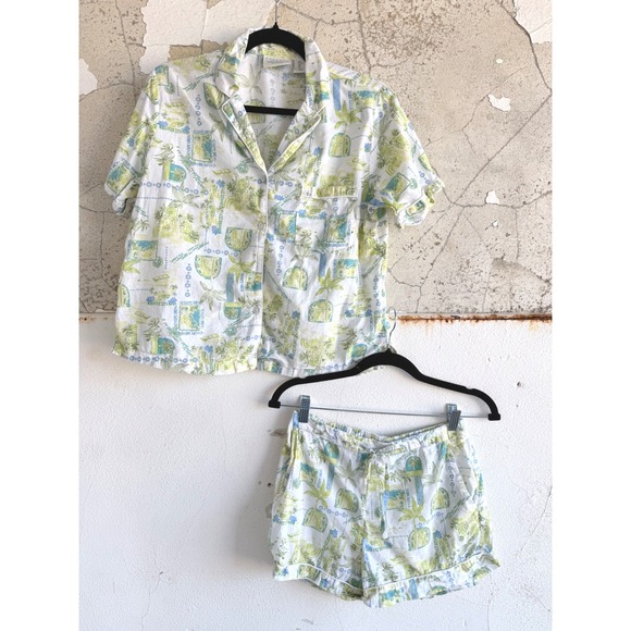 Calypso St. Barth Other - Calypso St Barth Pajama Set Organic Cotton Tropical Print Sleepwear Shorts Small